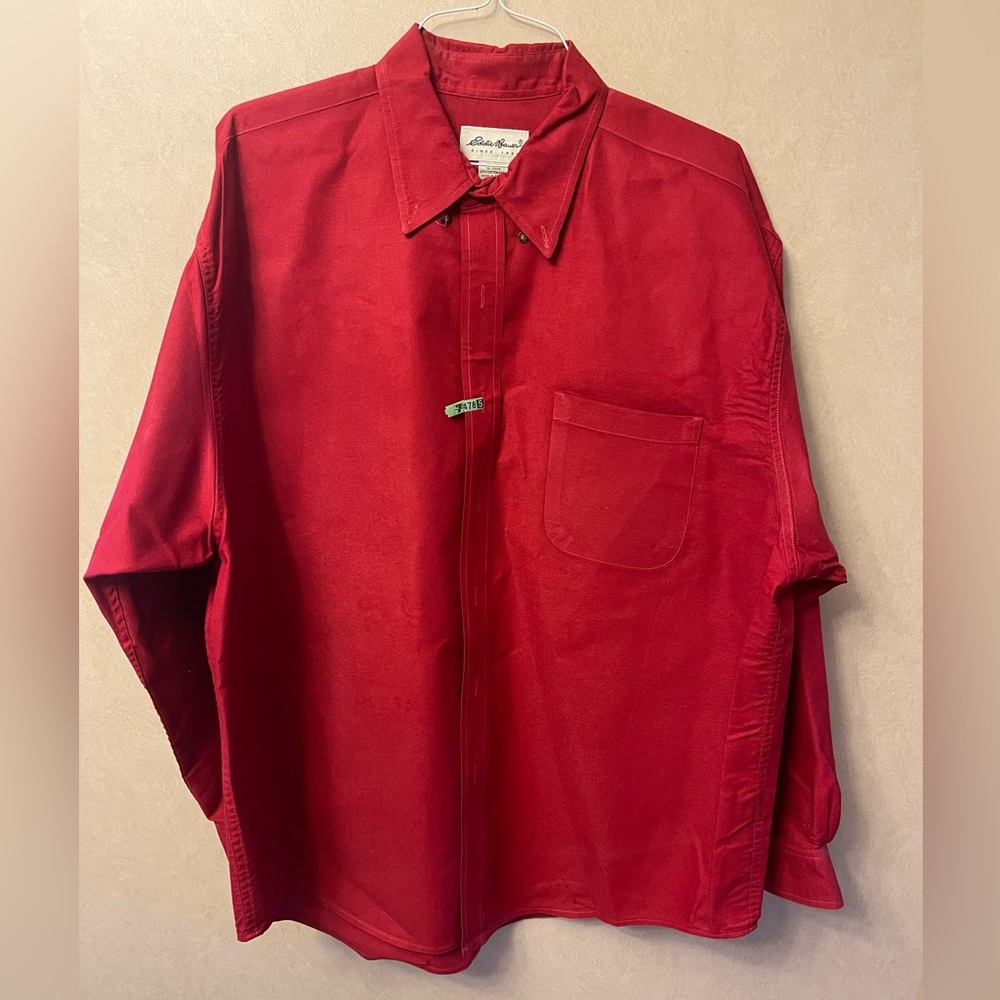 XL Eddie Bauer Men’s Button-Up Long Sleeve Red Dress Shirt